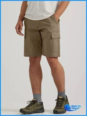Size 46 - Wrangler Mens Big Tall ATG Flex 10in Cargo Shorts - Elmwood